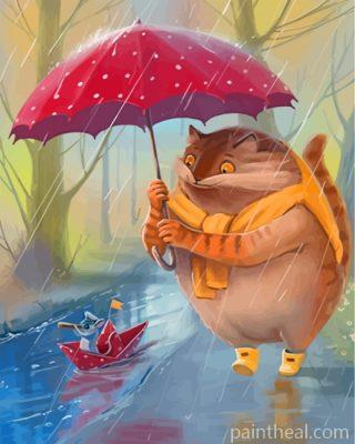 Cat And Mouse In Rain Painting By Numbers Kits