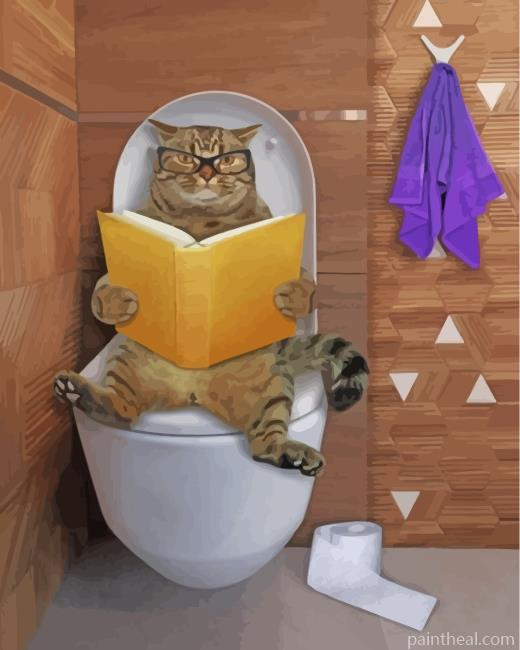 Cat On Toilet Painting By Numbers Kits