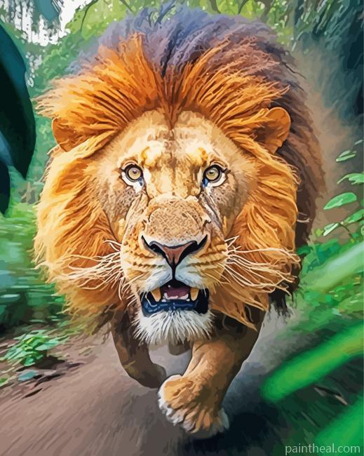 Running Lion Painting By Numbers Kits