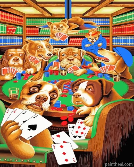 Dogs Playing Poker Painting By Numbers Kits