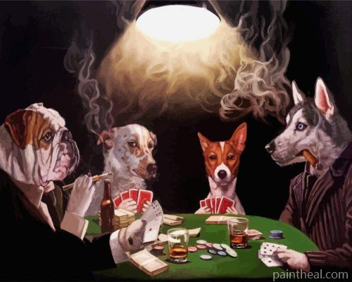 Gambling Dogs Playing Painting By Numbers Kits