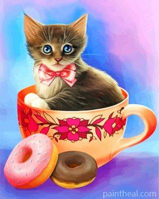 Cat In Coffee Cup Painting By Numbers Kits