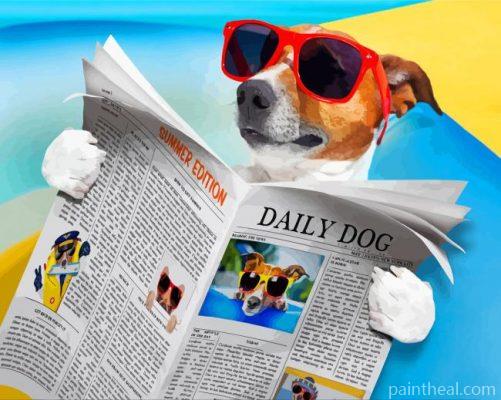 Dog Reading Newspaper Painting By Numbers Kits