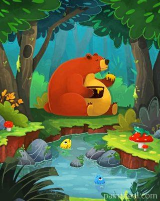 Brown Bear Eating Honey Painting By Numbers Kits