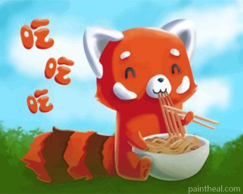 Red Panda Eating Ramen Painting By Numbers Kits