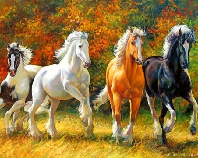 Running Horses Painting By Numbers Kits