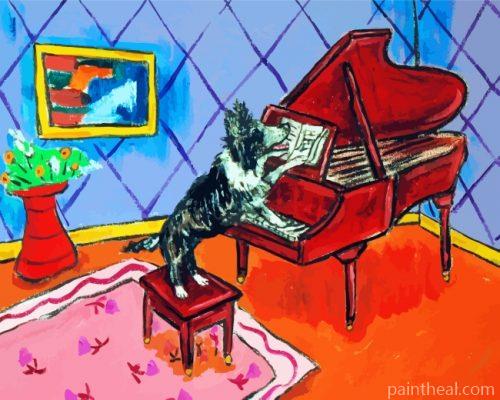 Collie Dog Playing Piano Painting By Numbers Kits