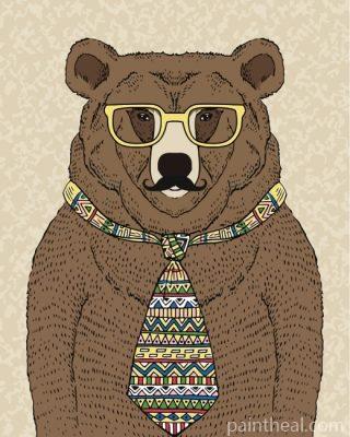 Bear With Tie Painting By Numbers Kits