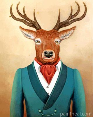 Deer Wearing A Suit Painting By Numbers Kits