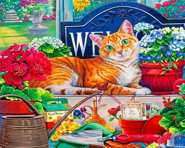 Cute Orange Cat Painting By Numbers Kits
