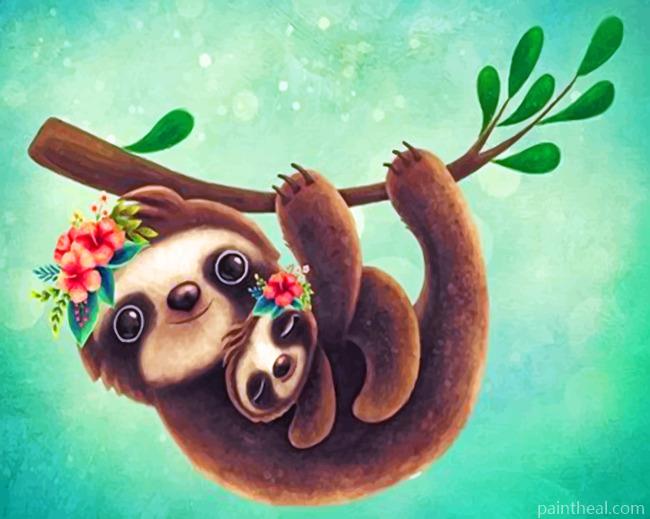 Cute Sloths Painting By Numbers Kits