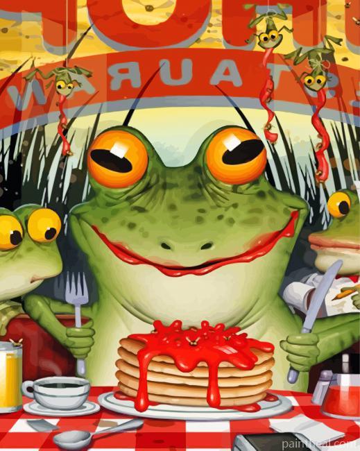 Frog Eating Pancake Painting By Numbers Kits