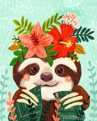 Sloth And Flowers Painting By Numbers Kits