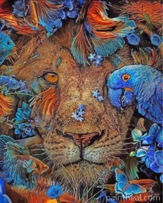 Lion Parrot And Fish Painting By Numbers Kits