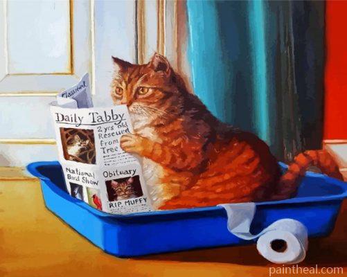Kitty Reading The Newspaper Painting By Numbers Kits