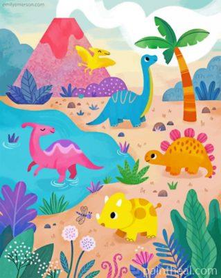 Dinosaurs Illustration Painting By Numbers Kits