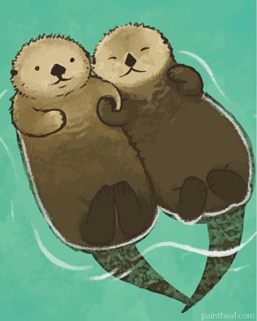 Beavers Holding Hands Painting By Numbers Kits