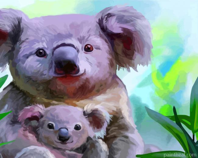 Cute Koala With Baby Painting By Numbers Kits