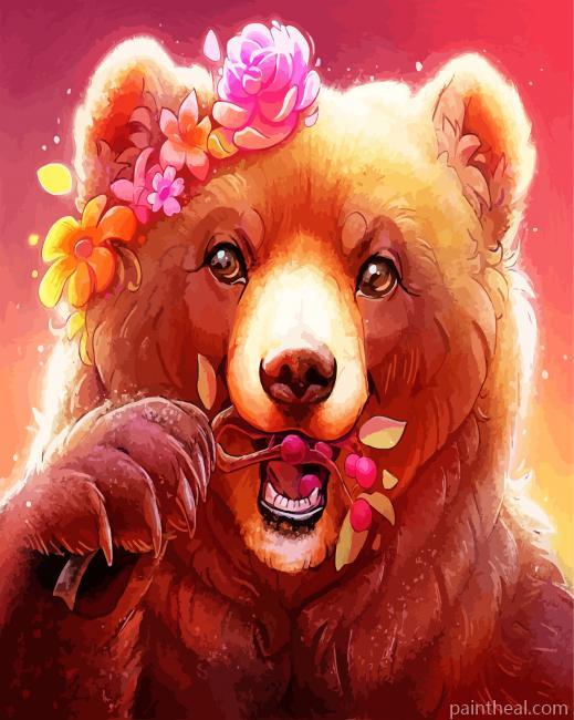 Bear And Flowers Painting By Numbers Kits