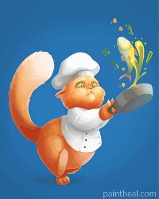Cartoon Chef Cat Painting By Numbers Kits
