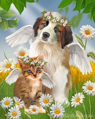 Angel Kitty And Puppy Painting By Numbers Kits