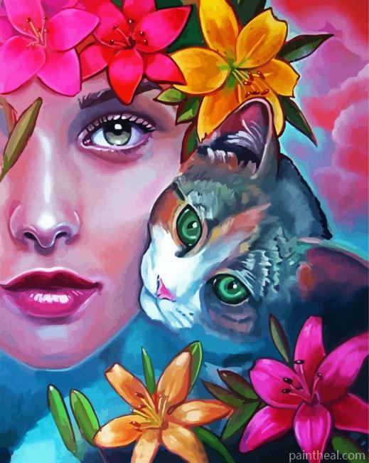 Cat And Lady Painting By Numbers Kits