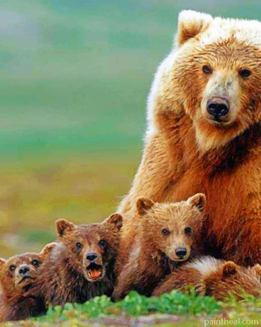 Bear With Cubs Painting By Numbers Kits