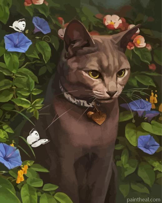 Cat And Butterflies Painting By Numbers Kits