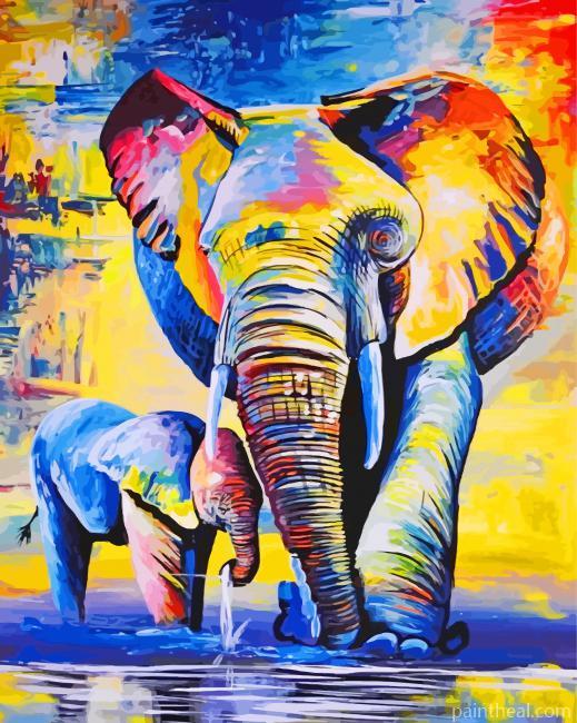 Elephant Little Family Painting By Numbers Kits