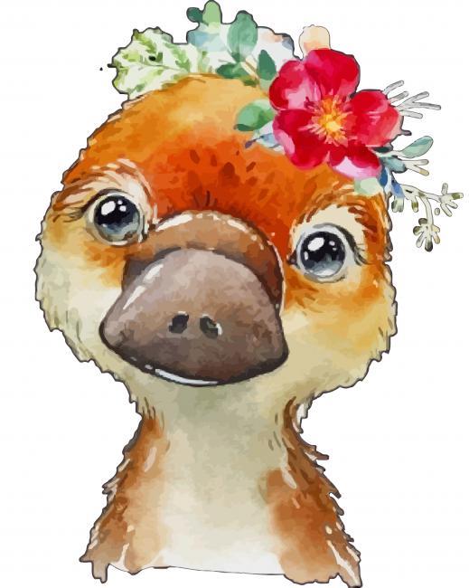 Cute Floral Platypus Painting By Numbers Kits