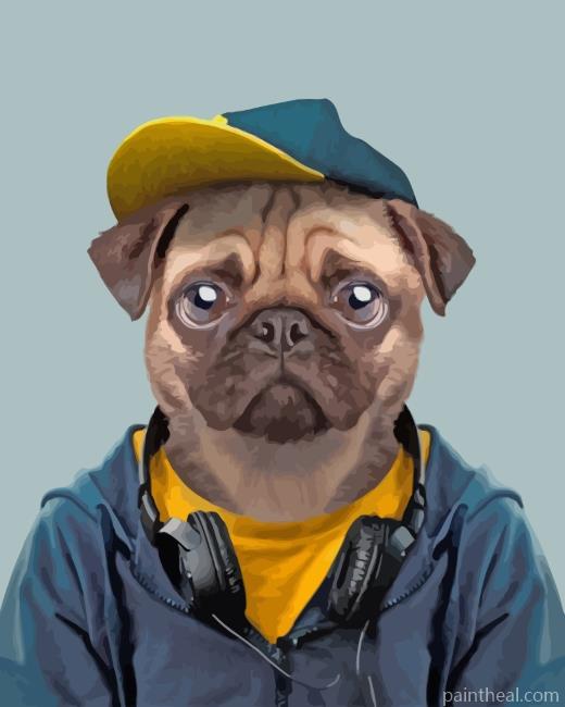 Stylish Pug Dog Painting By Numbers Kits
