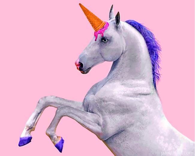 Ice Cream Unicorn Horse Painting By Numbers Kits