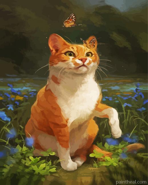 Cat Butterfly Painting By Numbers Kits