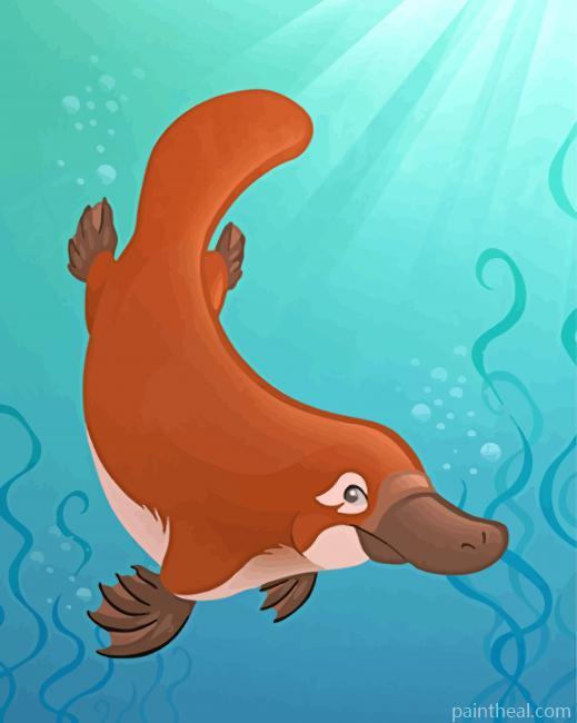 Brown Platypus Underwater Painting By Numbers Kits