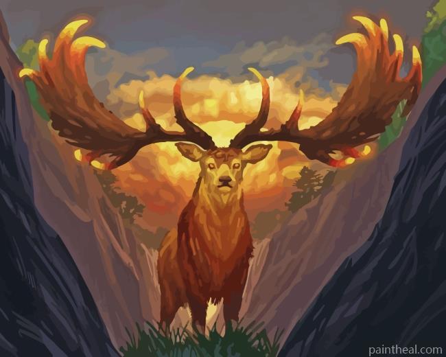 Fantasy Golden Stag Painting By Numbers Kits