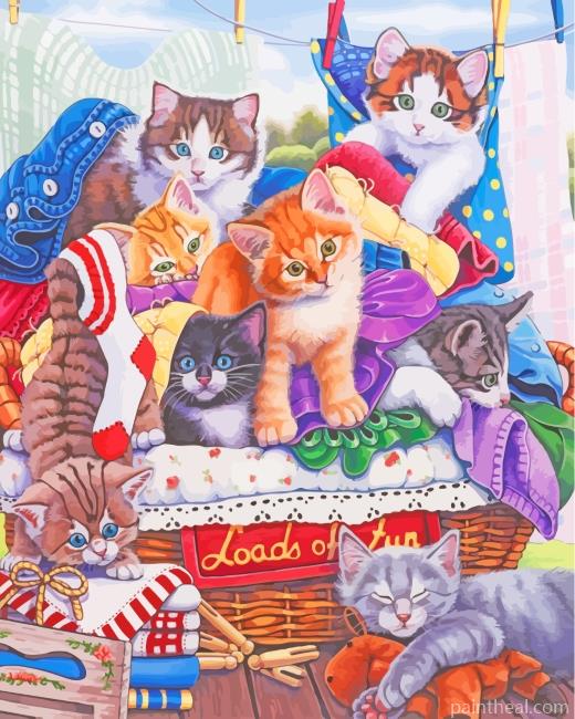 Cats Laundry Time Painting By Numbers Kits