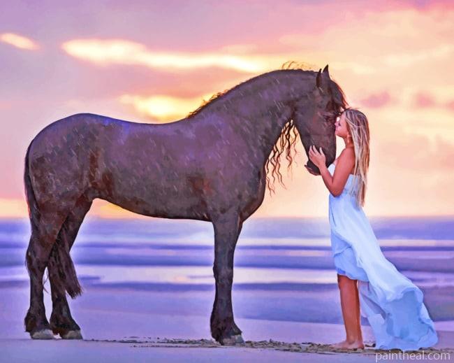 Girl And Horse Painting By Numbers Kits