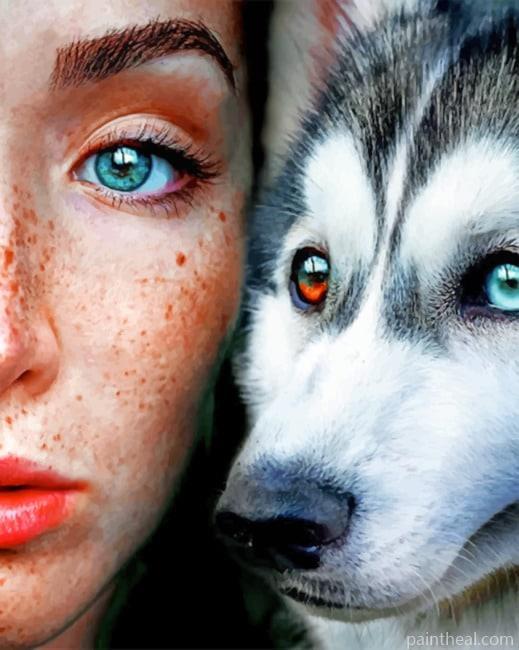 Girl and Husky Painting By Numbers Kits