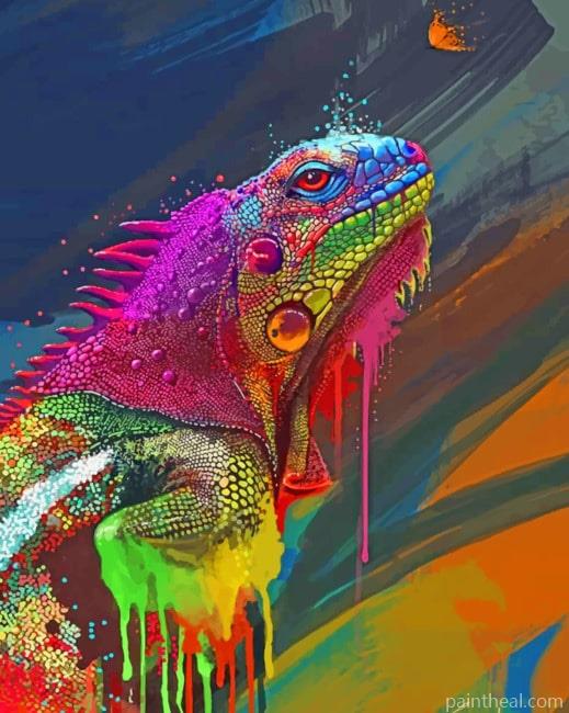 Colorful Common Iguanas Painting By Numbers Kits