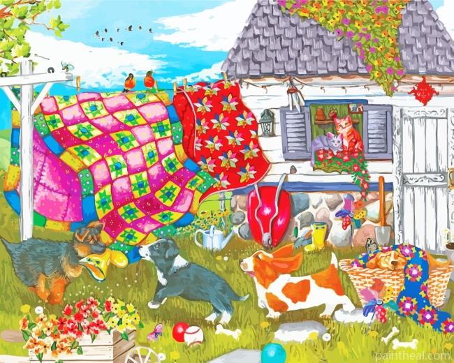 Playing With The Laundry Painting By Numbers Kits