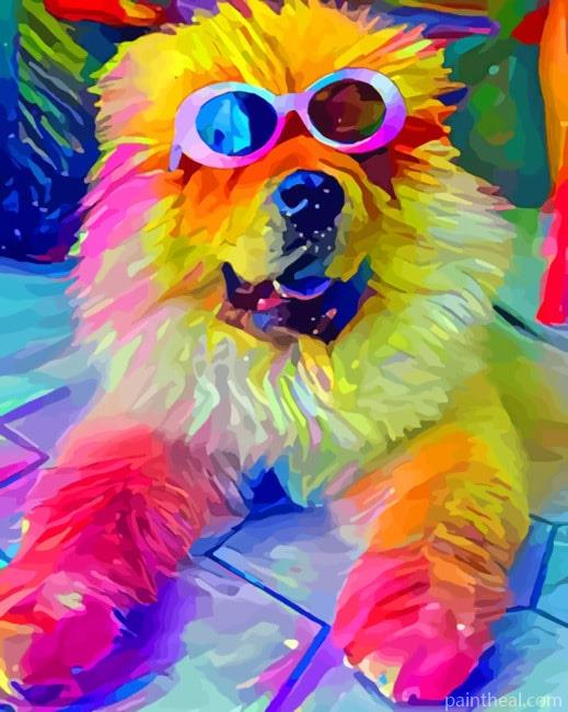 Colorful Dog With Sunglasses Painting By Numbers Kits