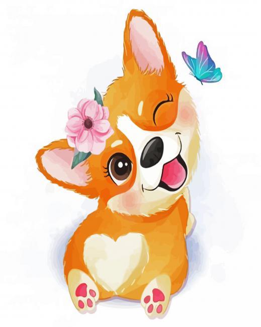 Corgi And Butterfly Painting By Numbers Kits