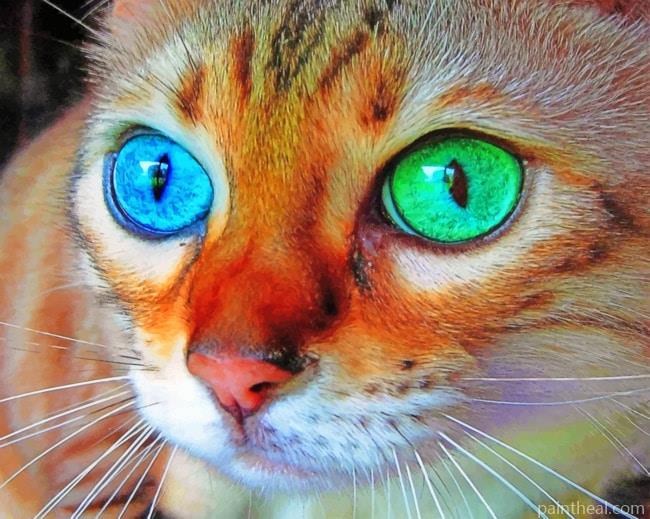 Green Blue Cat Eyes Painting By Numbers Kits