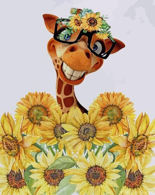 Sunflowers Giraffe Painting By Numbers Kits