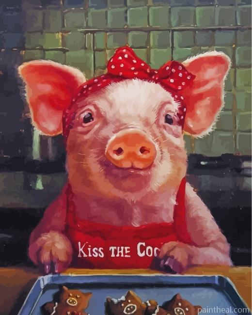 Pig Making Cookies Painting By Numbers Kits