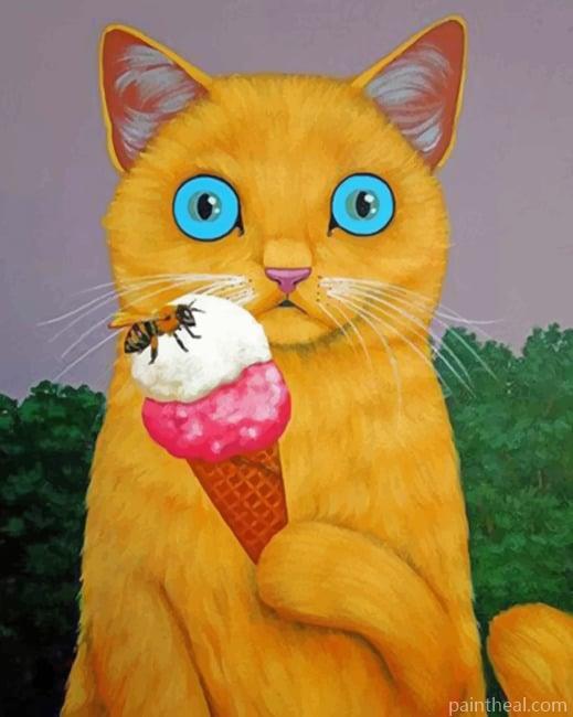 Cat With Ice Cream Painting By Numbers Kits