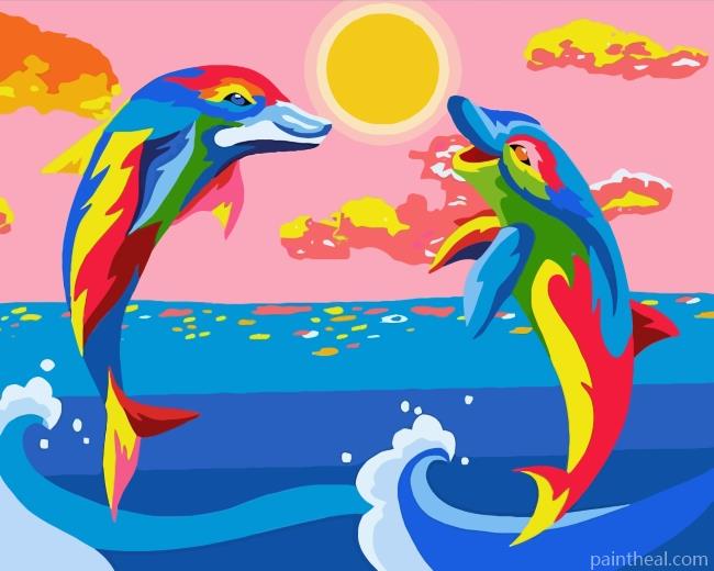 Colorful Dolphins Painting By Numbers Kits