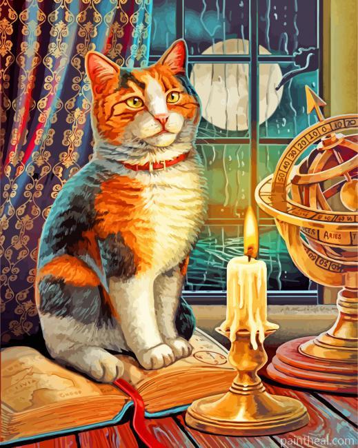 Cat And Candle Painting By Numbers Kits