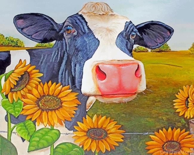 Cow And Sunflowers Painting By Numbers Kits