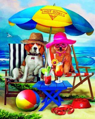 Dogs In Beach Painting By Numbers Kits